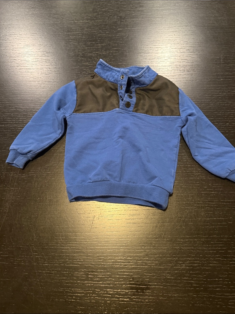 Toddler Blue Pullover Sweatshirt with Black Yoke